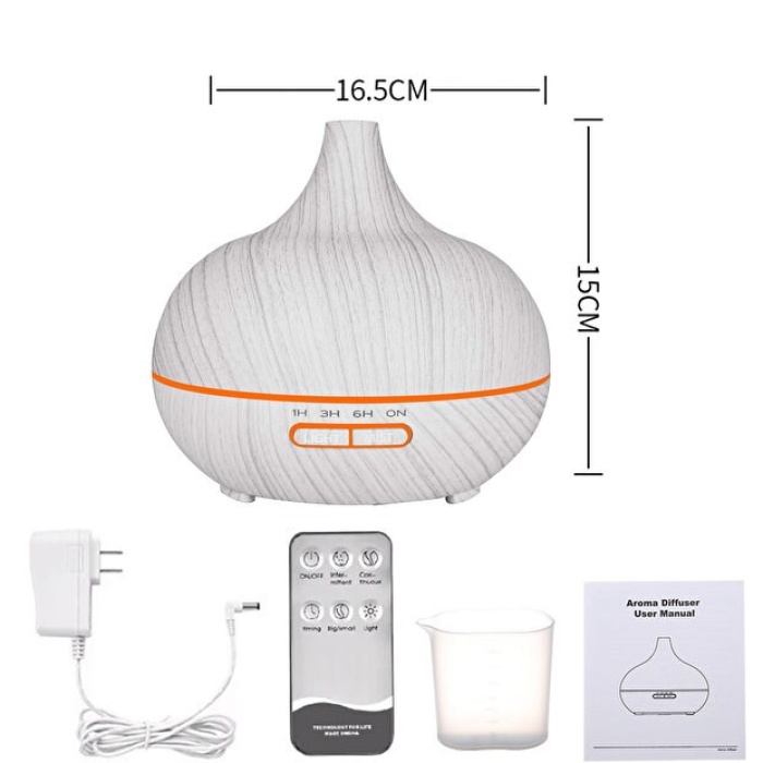 Aroma Difüzör Gece Işığı 7 Led Nemlendirici Kumandalı 550 ml Buhar Makinesi