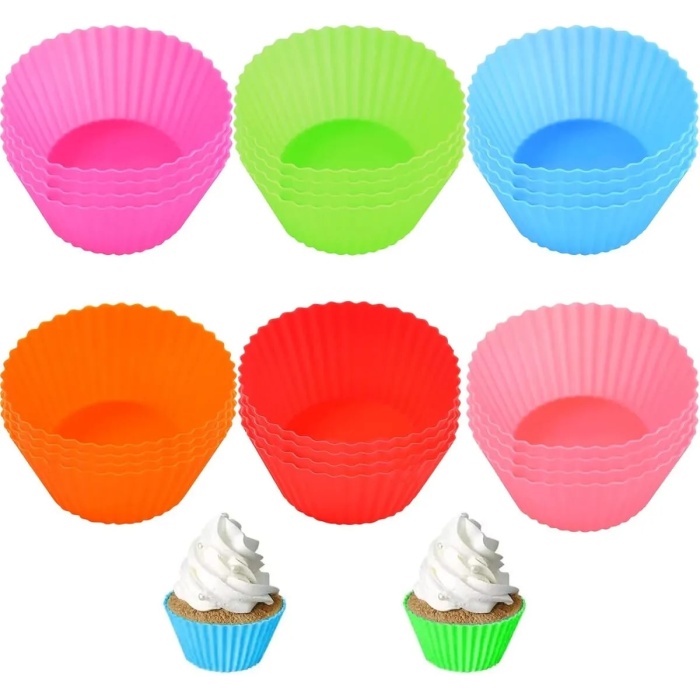 6 Adet Yıkanabilir Mini Tırtıklı Muffin Kalıbı- Ribanalı Kek-Cupcake- Renkli Hamur Işi Kabı