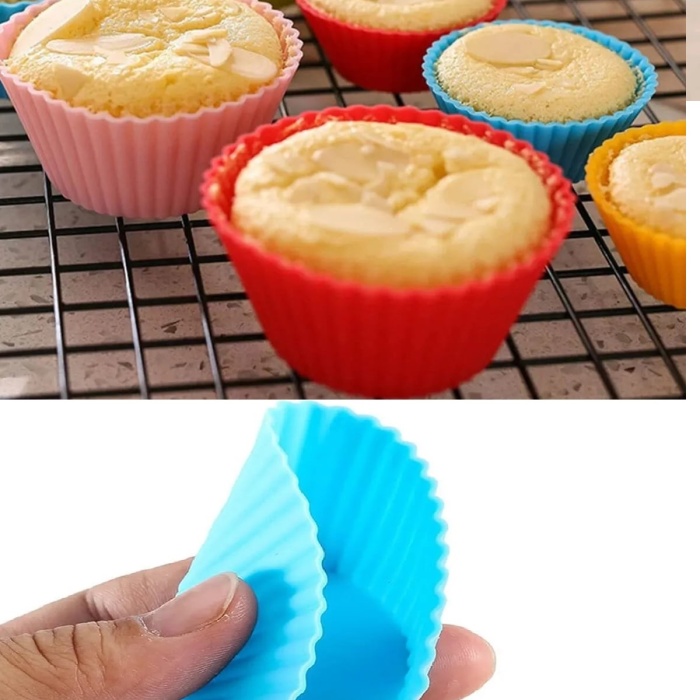 6 Adet Yıkanabilir Mini Tırtıklı Muffin Kalıbı- Ribanalı Kek-Cupcake- Renkli Hamur Işi Kabı