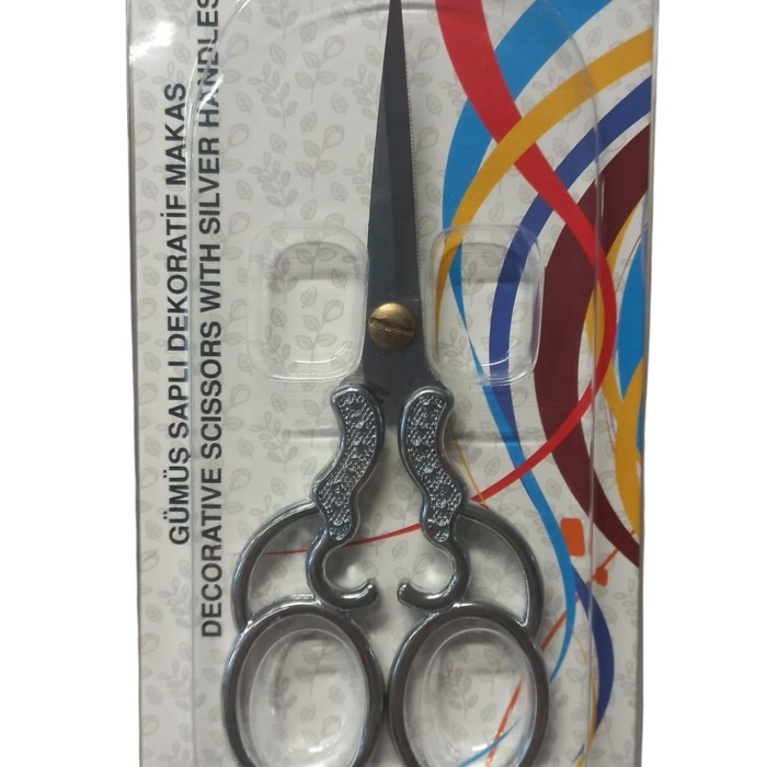 Biyomak® Nakış Makası Gümüş Saplı Dekoratif Makas YBL-075 Model 5