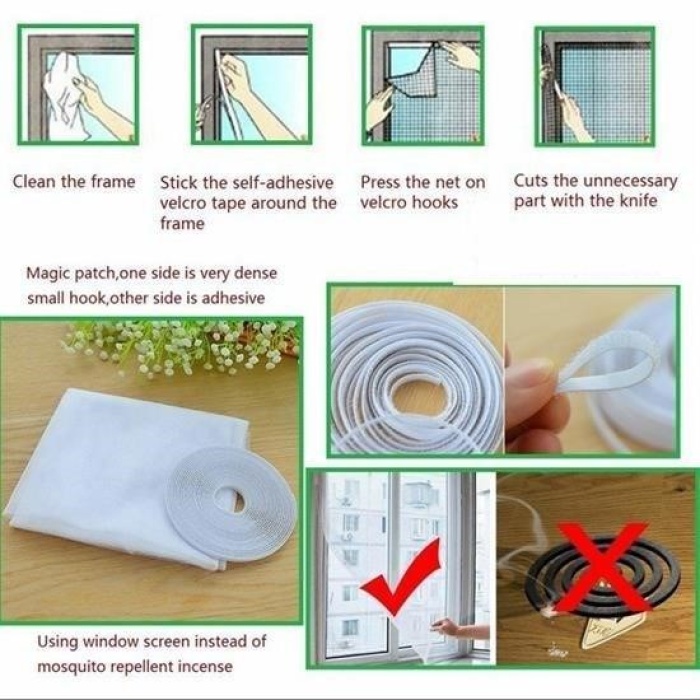 Biomak® Tüm Cam Pencere Kapılara Uyumlu Çift Kanat Pencere Sinekliği