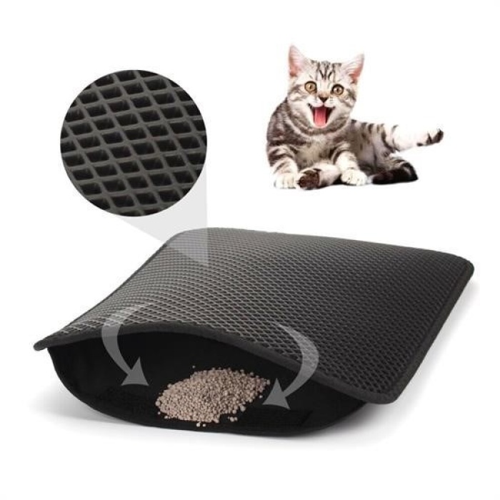 Biomak® Kedi Tuvalet Önü Kum Toplayıcı Temizleyici Elekli Gri Paspas