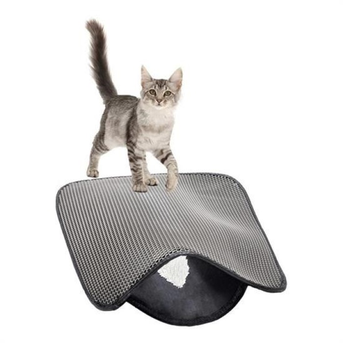 Biomak® Kedi Tuvalet Önü Kum Toplayıcı Temizleyici Elekli Gri Paspas