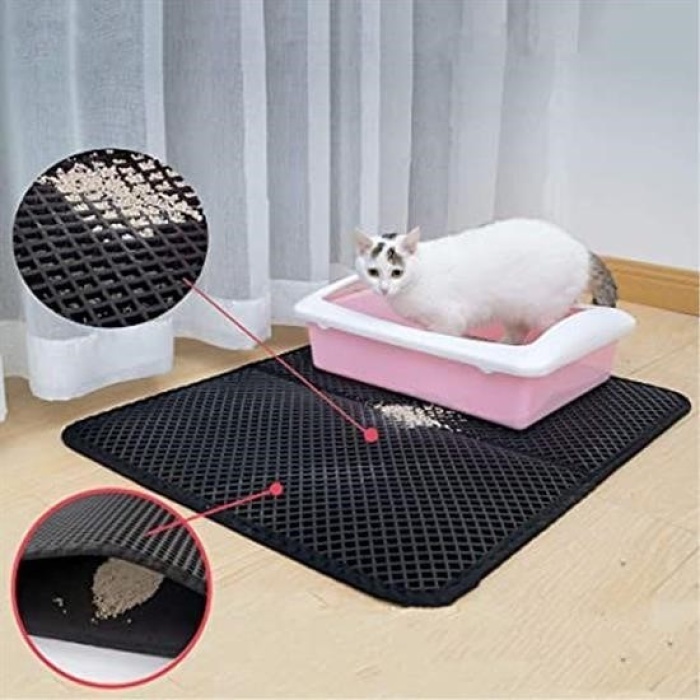 Biomak® Kedi Tuvalet Önü Kum Toplayıcı Temizleyici Elekli Gri Paspas