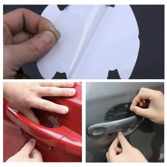 Biomak 8 Adet Araba Kapı Kolu Koruyucu Çizilme Önleyici Şeffaf Sticker Film Koruma Seti