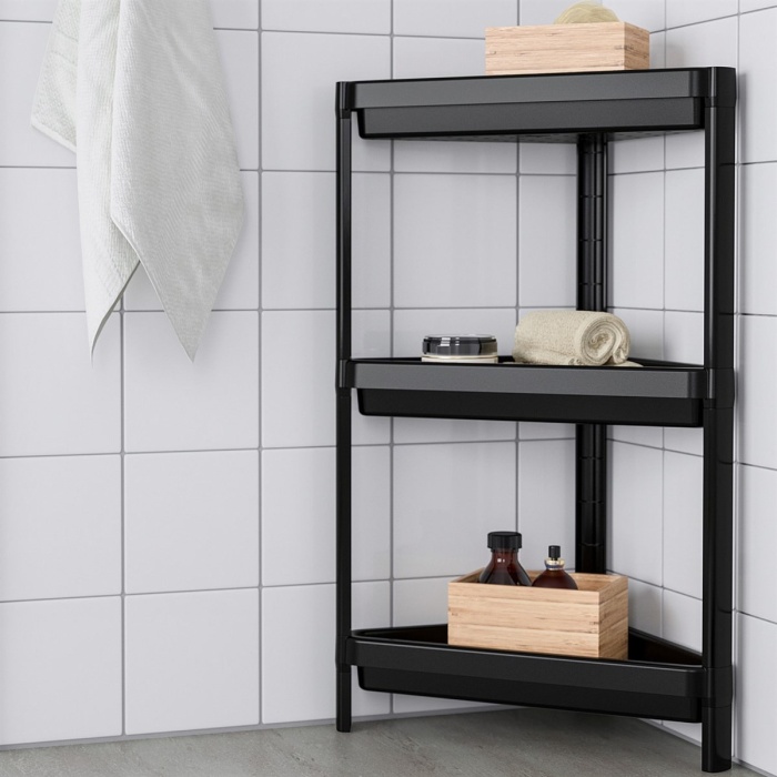 Biomak Üçgen 3 Katlı  Raf Ünitesi -  Mutfak - Banyo  Depolama Rafı