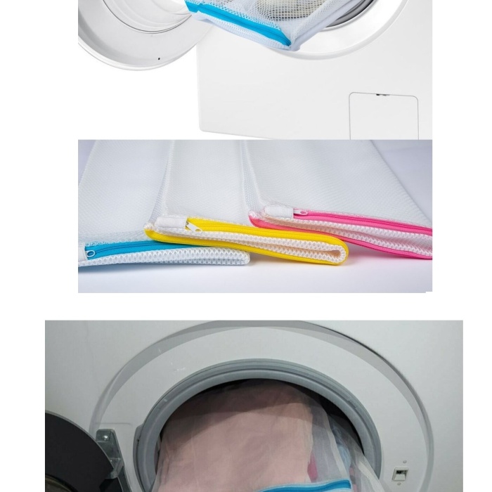 Biomak® 3&amp;#39;lü Çamaşır Yıkama Filesi Set Renkli Fermuarlı Pratik Çamaşır Yıkama Filesi Seti 3 Boy