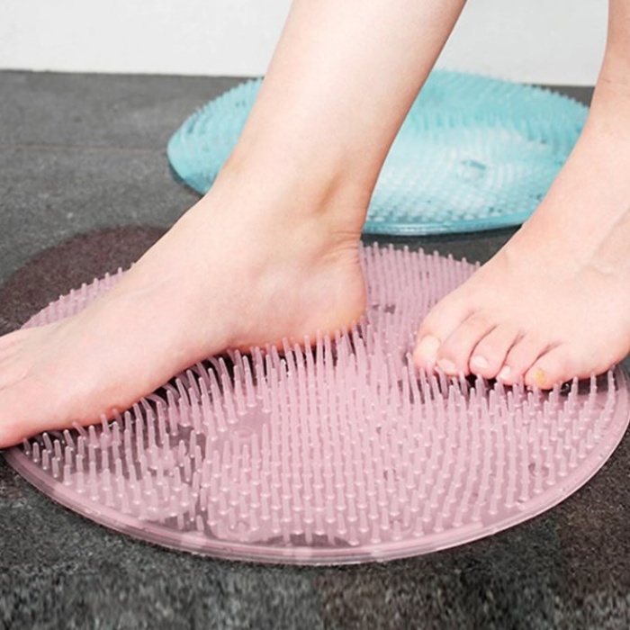 Biomak® Silikon Fırçalı Banyo Masaj Matı ve Ayaklar için Topuk Masaj Paspası