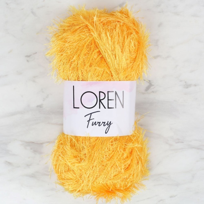 Biomak Loren Furry Hardal Sarısı El Örgü İpi - RF075 - 34063