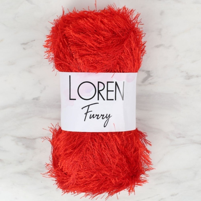 Biomak Loren Furry Kırmızı El Örgü İpi - RF025 - 34053