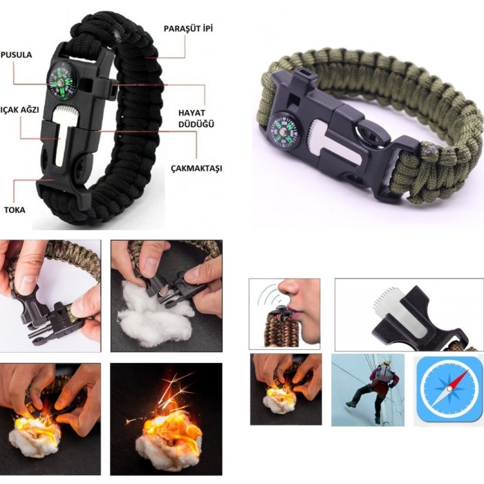 Biomak Survival Bileklik - SOS Multi Fonksiyonlu Hayatta Kalma Bilekliği
