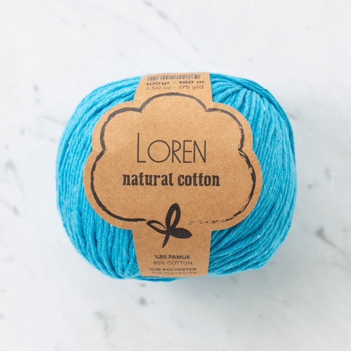 Biomak Loren Natural Cotton Turkuaz El Örgü İpi - R091 - 33923