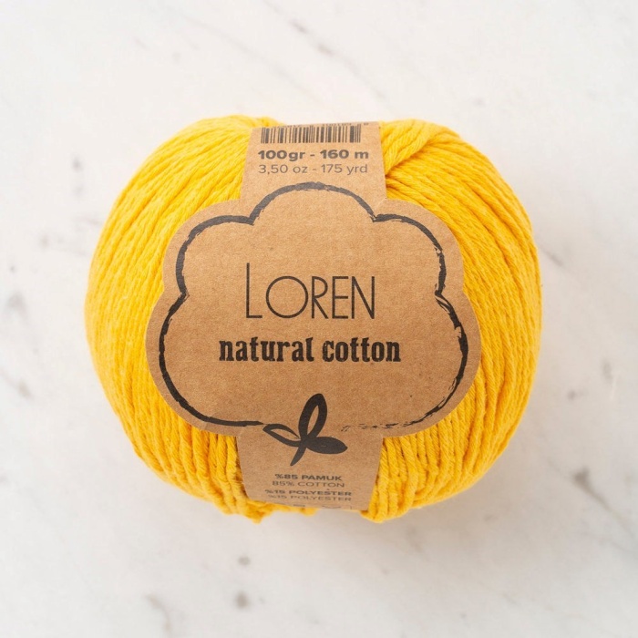 Biomak Loren Natural Cotton Hardal Sarı El Örgü İpi - R002 - 33919