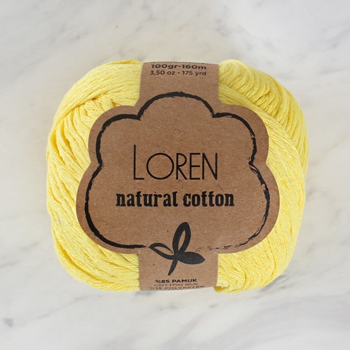 Biomak Loren Natural Cotton Pastel Sarı El Örgü İpi - R086 - 33915