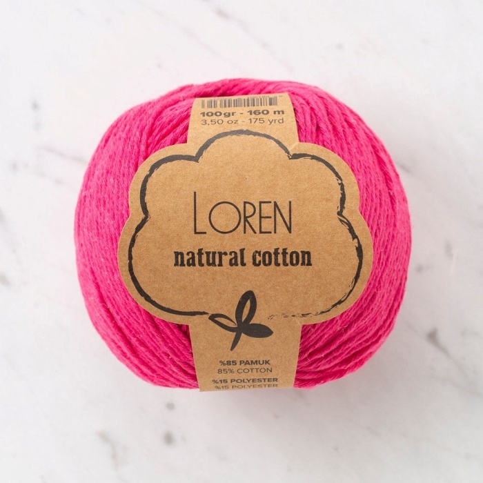 Biomak Loren Natural Cotton Fuşya El Örgü İpi - R095 - 33909