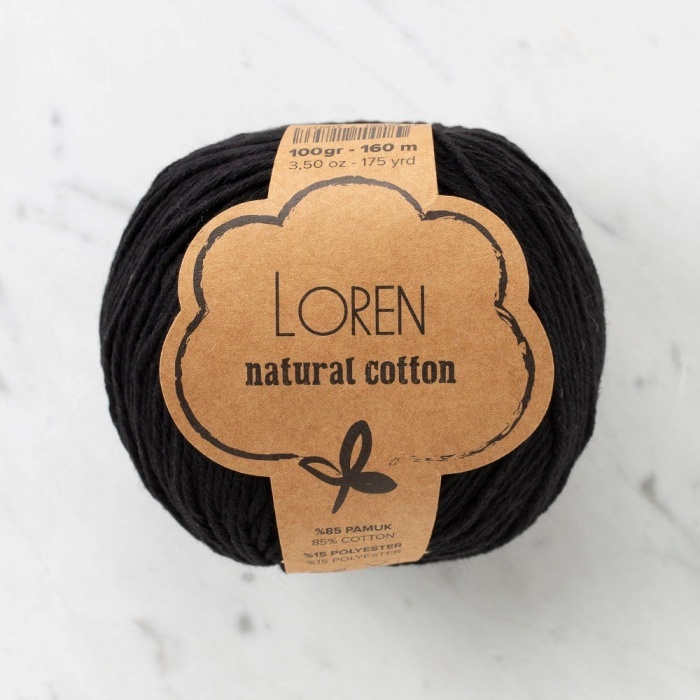 Biomak Loren Natural Cotton Siyah El Örgü İpi - R004 - 33908
