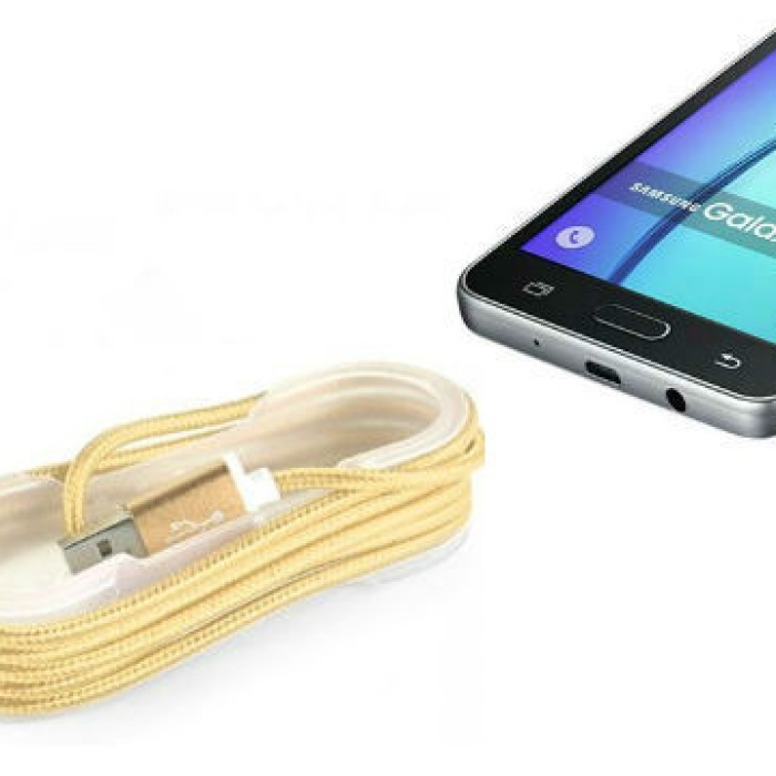 Biomak Android Örgü Şeklinde Renkli Çelik Şarj Data Kablosu - Gold