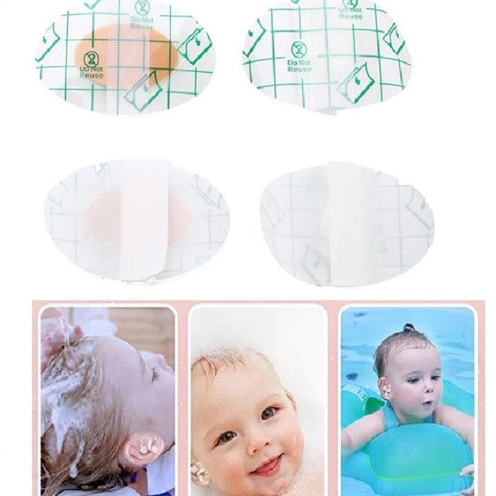 Biomak 20 Adet Bebek Banyo Havuz Kulak Bandı -Şeffaf Su Geçirmez Yapışkanlı Bant Kuaför Bandı