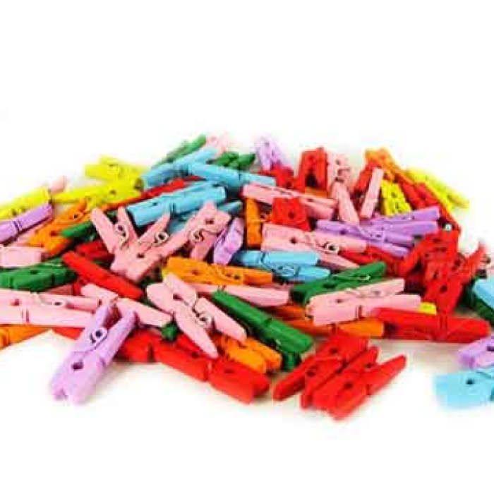Biomak Renkli Mini Ahşap Mandal (100 Adet)