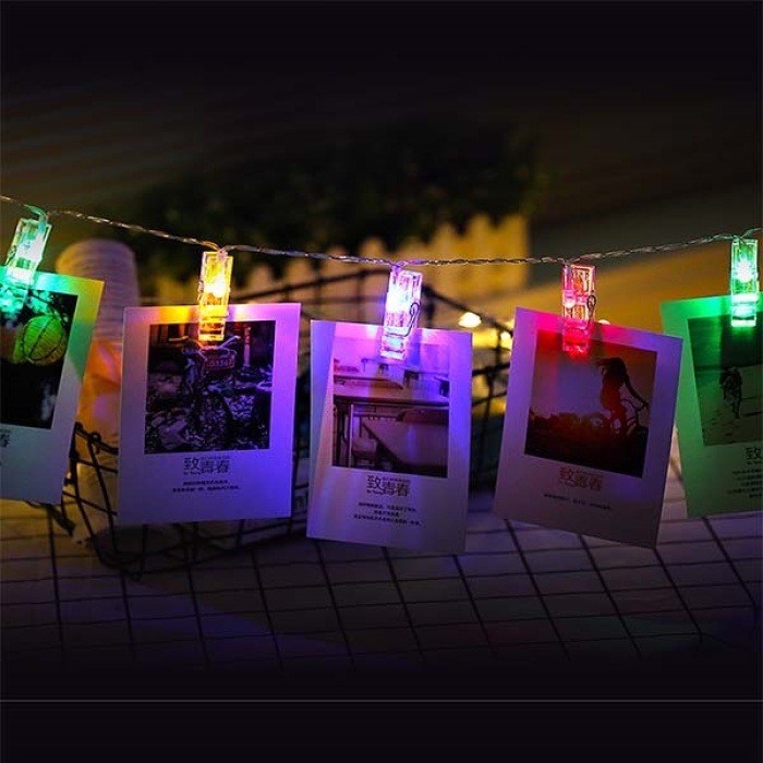 Renkli Işıklı Mandallı Fotoğraf Albümü 10 lu RGB