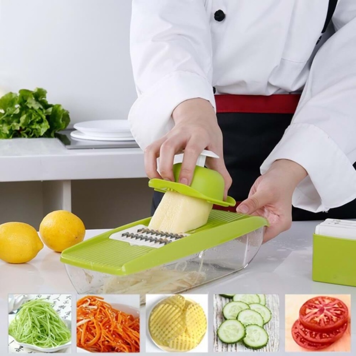Biyomak® 5 Başlıklı Hazneli Kaymaz Rende Jülyen Kesici Patates Havuç Rendesi