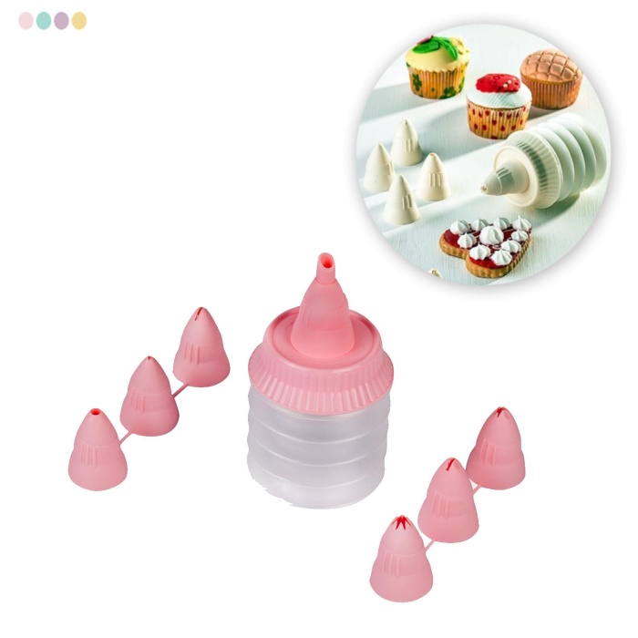 Biyomak® Krema Sıkma Pompası Seti Kek Pasta Süsleme Aparatı Kolay Kullanım