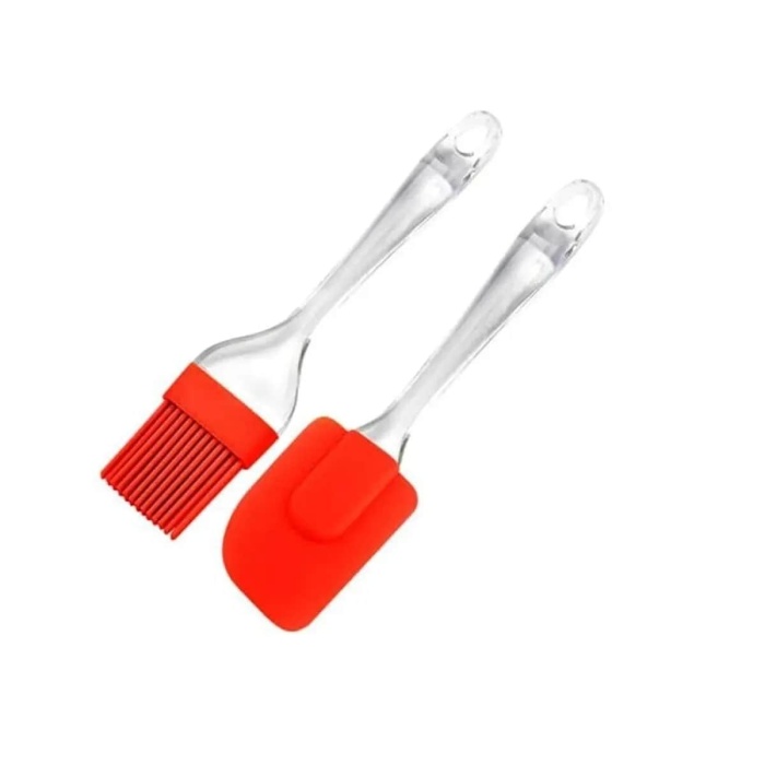 Biyomak® 2 Li Set Silikon Pasta - Börek - Poğaça Yağ Fırçası ve Silikon Spatula Seti