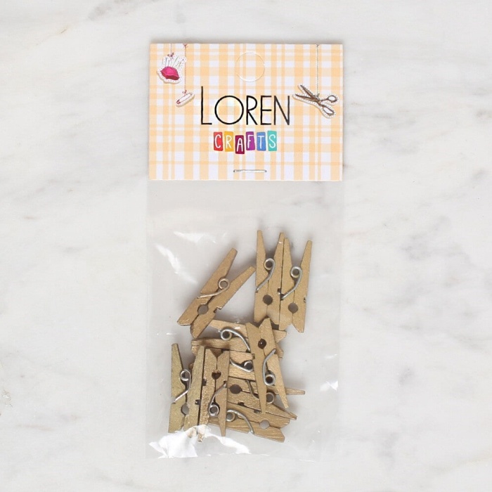 Biomak® LOREN CRAFTS 10 LU ALTIN RENK MİNİ MANDAL