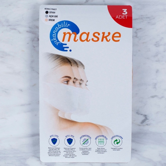Biomak Loren 3 Adet Yıkanabilir Maske