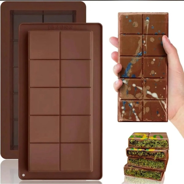 Biomak Meşhur Dubai Çikolatası Kalıbı Silikon - Büyük Tablet Çikolata Mum Kek Kalıbı Pasta Kalıbı