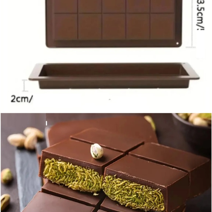 Biomak Meşhur Dubai Çikolatası Kalıbı Silikon - Büyük Tablet Çikolata Mum Kek Kalıbı Pasta Kalıbı