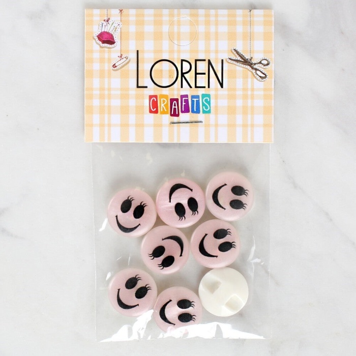 Biomak Loren Crafts 8li Gülen Yüz Düğme - 1015