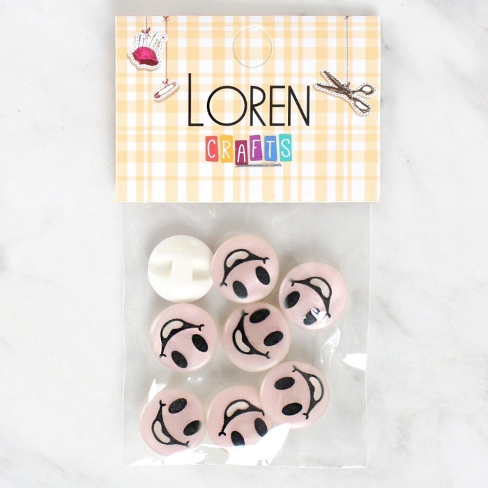 Biomak Loren Crafts 8li Gülen Yüz Düğme - 1018