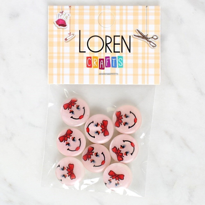 Biomak Loren Crafts 8li Gülen Yüz Düğme - 1019