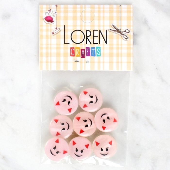 Biomak Loren Crafts 8li Gülen Yüz Düğme - 1023