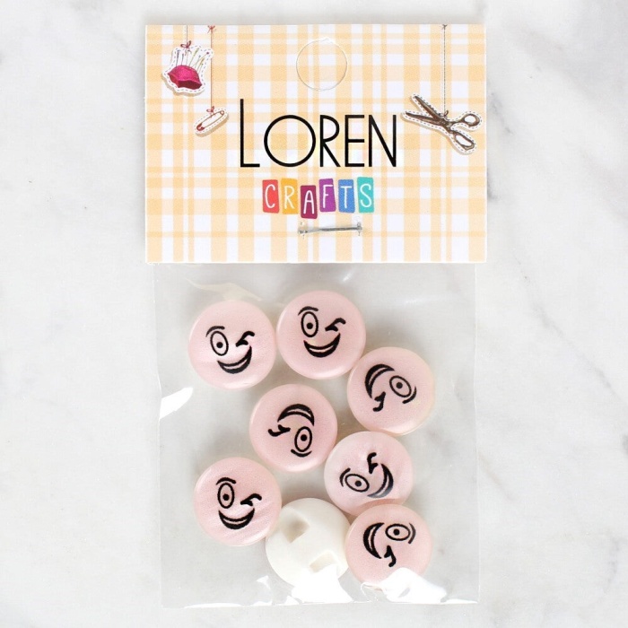 Biomak Loren Crafts 8li Gülen Yüz Düğme - 1024
