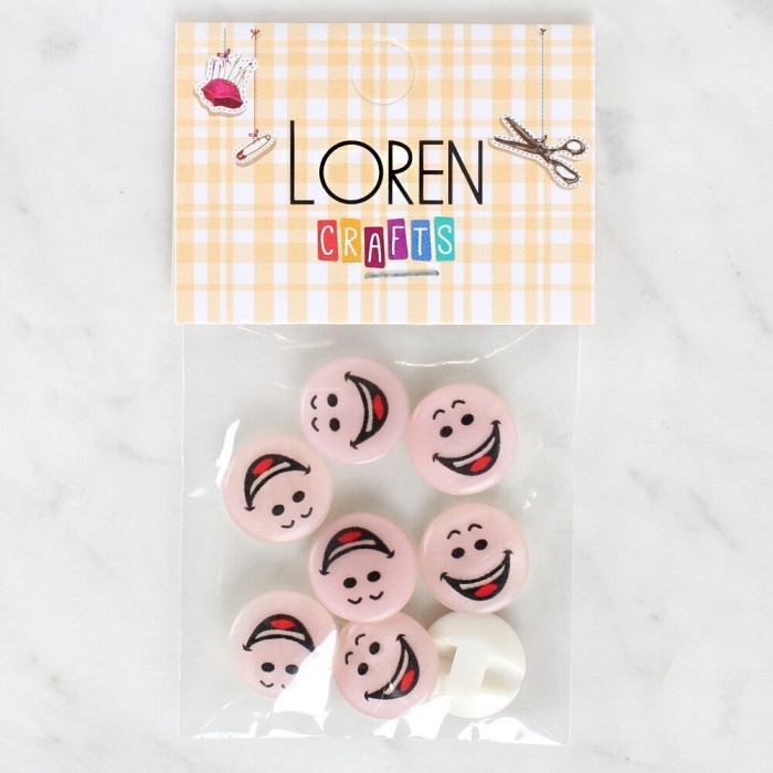 Biomak Loren Crafts 8li Gülen Yüz Düğme - 1025