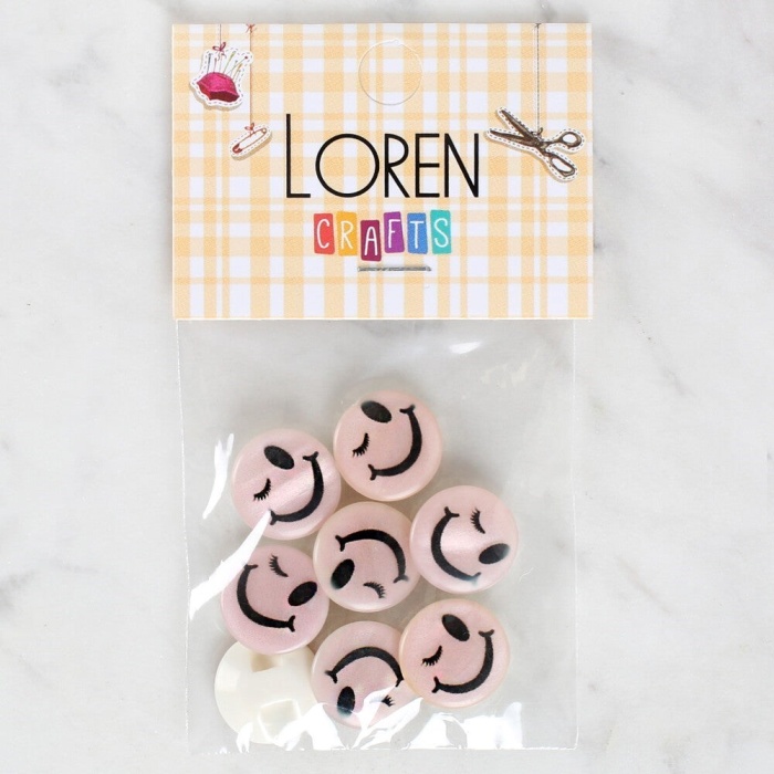 Biomak Loren Crafts 8li Gülen Yüz Düğme - 1026