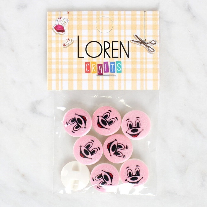 Biomak Loren Crafts 8li Gülen Yüz Düğme - 1035