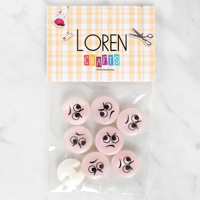 Biomak Loren Crafts 8li Kızgın Yüz Düğme - 1021