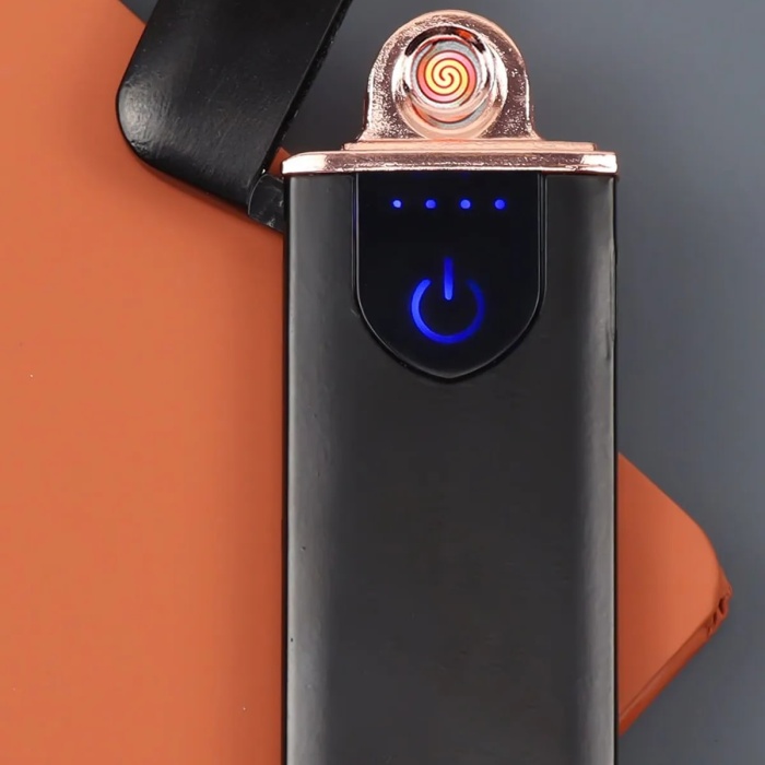 Biomak Kapaklı Işıklı  USB Şarjlı Çakmak Alevsiz Elektronik Çakmak Rüzgarda Sönmez Kablo Dahil