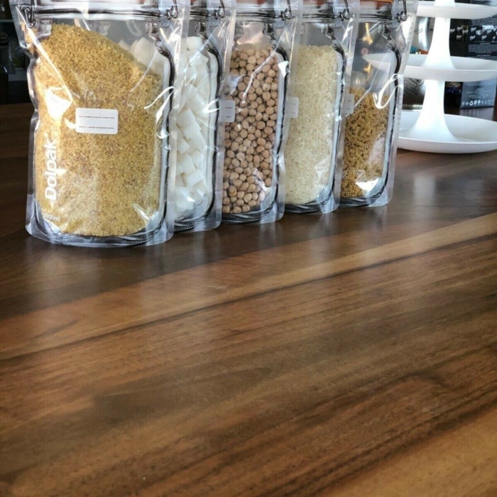 Biomak Kavanoz Görünümlü Kilitli Saklama Poşeti Çıtçıtlı ve Pratik Torba 5 Adet