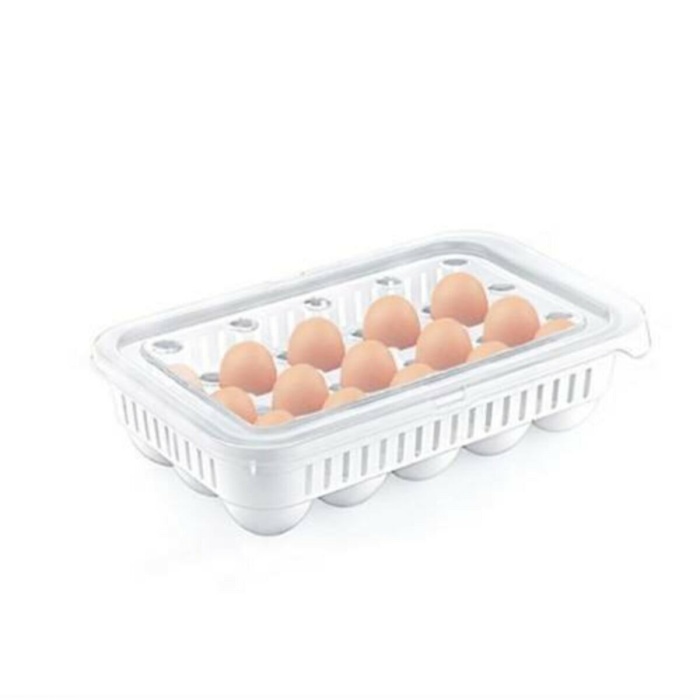Biomak® Hijyenik Yumurta Saklama Kabı 15 Bölmeli Kapaklı
