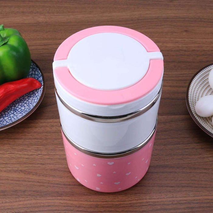 Biyomak® Yemek Termosu 2li Tutacaklı Sefer Tası - Hiper 2 Katlı Yemek Termos