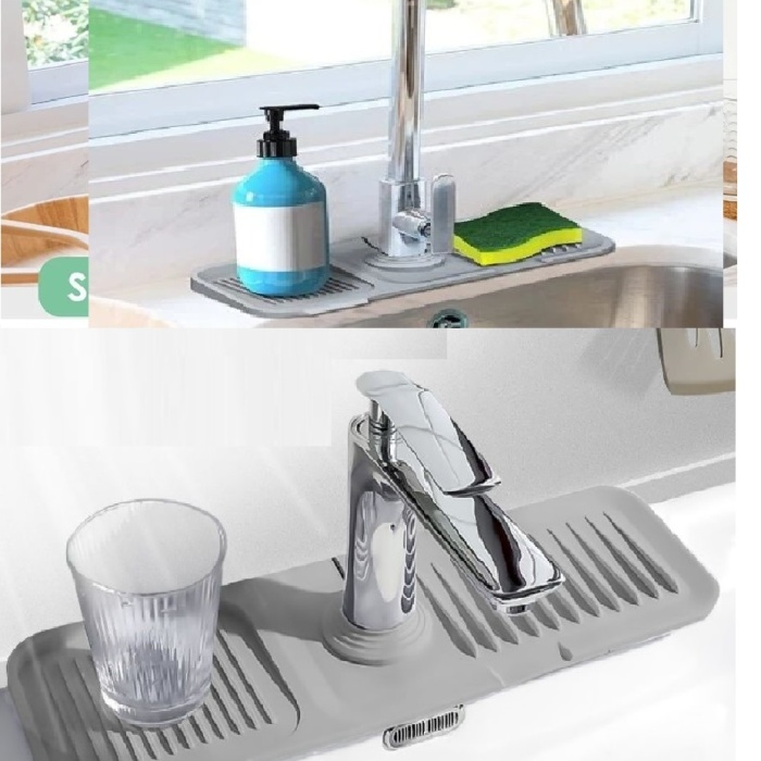 Biomak Elastik Mutfak Banyo Musluk Matı Düzenleyici Kaydırmaz Taban Organizer Lavabo Kenar Matı