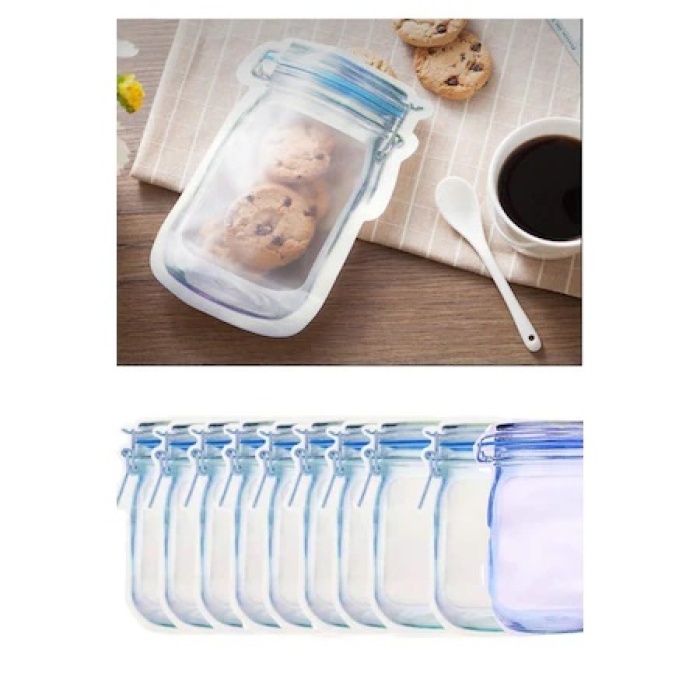 Biomak Kavanoz Görünümlü Kilitli Saklama Poşeti 620 ML (1 Adet )