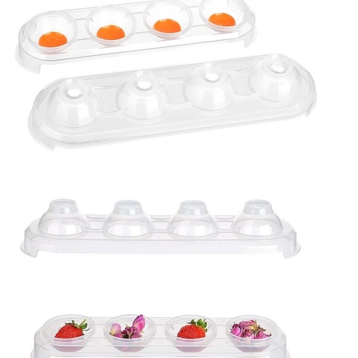 Biomak Silikon Tabanlı 4 Bölmeli Şeffaf Buz Kalıbı Yuvarlak Buzluk