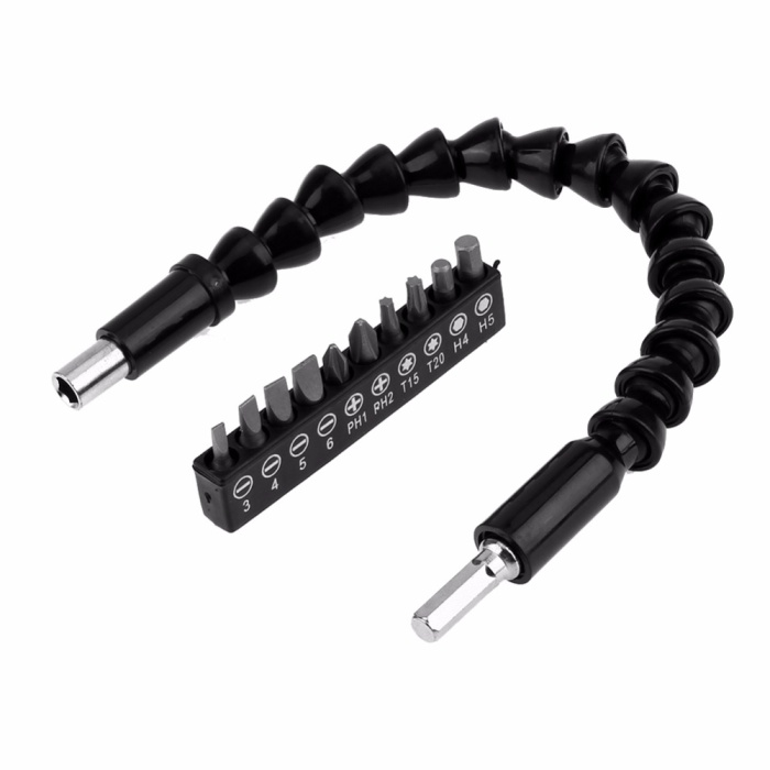 Biomak® Matkap Ucu - Bükülebilir Oynar  Vidalama Bits Uzatma Aparatı 30Cm - Komple Set