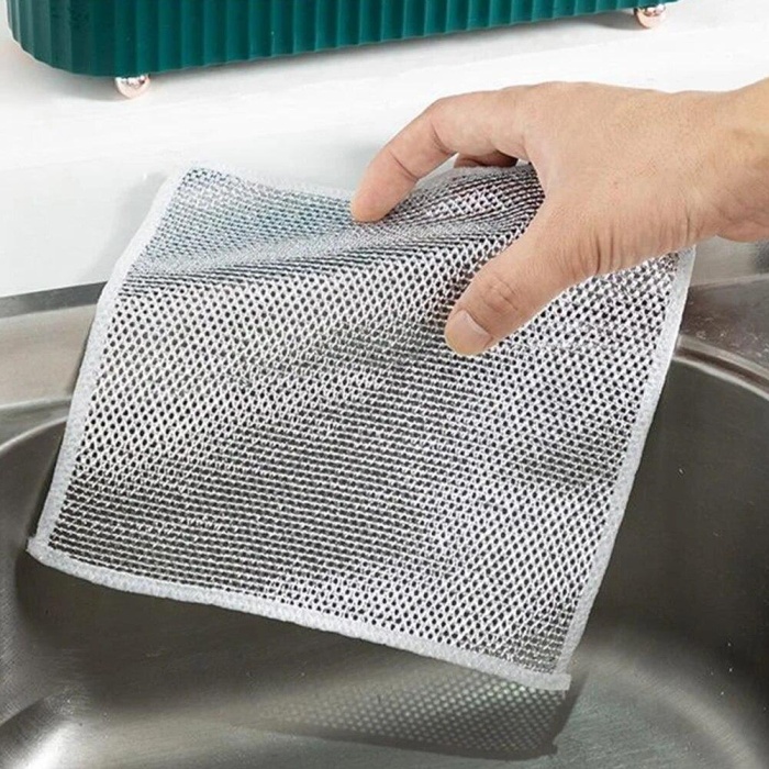 Biomak® 3 Adet Çok Fonksiyonlu Çizmeyen Tel Bulaşık Bezi Bulaşık Havlusu Bulaşık Temizlik Ovma Bezi