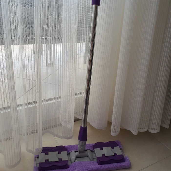 Biomak Teleskobik Cam Yer Tavan Silme - İstediğin Bezi Tak Kullan - 4 Mandallı -Yedek Bezli Mop Seti